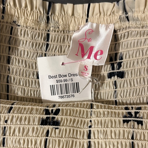 So Me Cream Mini Dress with Black Bow Print - Picture 8 of 9